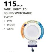 Panel Light LED Round Switchable 115mm White-15W Each
