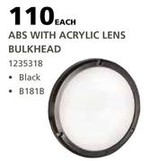 ABS With Acrylic Lens Bulkhead White -Each