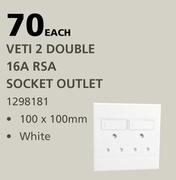 Veti 2 Double 16 A RSA Socket Outlet (Single)-Each