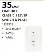 Crabtree Classic 1 Lever Switch & Plate-Each