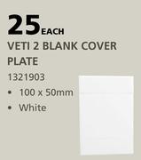 Veti 2 Blank Cover Plate White 100 x 100mm-Each