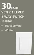 Veti 2 2 Lever 1-Way Switch-Each