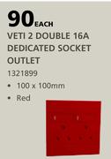 Veti 2 Double 16A Dedicated Socket Outlet-Each