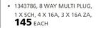 8 Way Multi Plug, 1 x SCH, 4 x 16A, 3 x 16A ZA-Each