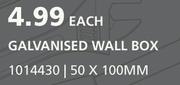 Galvanised Wall Box-50 x 10mm Each