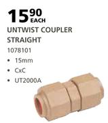 Cachet Untwist Coupler Straight C x C 15mm UT2000A-Each