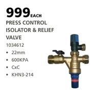 Kwikot Press Control Isolator & Relief Valve-Each 
