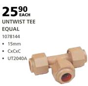 Cachet Untwist Tee Equal C x C x C UT2040A- 15mm Each