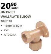 Cachet Untwist Wallplate Elbow C x F UT2024A-15mm x 1/2In Each