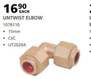 Cachet Untwist Elbow C x C UT2020A- 15mm Each