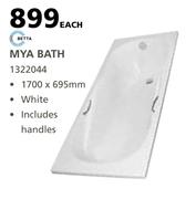 Betta MYA Bath-1700 x 695mm Each
