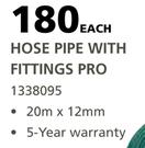 Livingstone Hose Pipe With Fittings Pro 20m x 12mm-Each