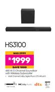 Hisense HS3100 480W 3.1 Channel Soundbar With Wireless Subwoofer