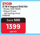Ryobi 18V Impact Drill Kit 438548-Per Kit
