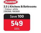 Plascon Kitchen & Bathrooms (White)-2.5Ltr