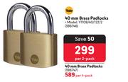 Yale 40mm  Brass Padlocks 396746-Per 2 Pack 
