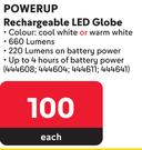Powerup Rechargeable LED Globe-Each