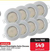 Eurolux Round Downlights Satin Chrome-Per 8 Pack