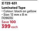 Brother TZE-631 Laminated Tape 109635