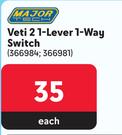 Major Tech Veti2 1-Lever 1-Way Switch 366984/366981-Each