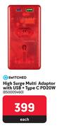 Switched High Surge Multi Adaptor With USB + Type C PD20W