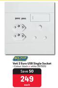 Major Tech Veti2 Euro USB Single Socket 367005
