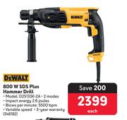 DeWalt 800W SDS Plus Hammer  Drill 348182-Each