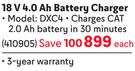 CAT 18V 4.0Ah Battery Charger 410905-Each