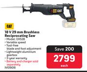 CAT 18V 29mm Brushless Reciprocating Saw 410909-Each