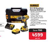 DeWalt 18V XR Brushless Hammer Drill Kit 450530-Per Kit