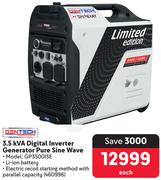 Gentech 3.5kVA Digital Inverter Generator Pure Sine Wave GP3500ISE