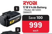 Ryobi 18V 4Ah Battery 388607-Each