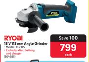 Ryobi 18V 115mm Angle Grinder 364685-Each
