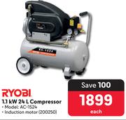 Ryobi 1.1kW 24L Compressor 200250-Each