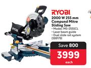 Ryobi 2000W 255mm Compund Mitre Sliding Saw 399179-Each