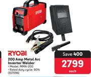 Ryobi 200Amp Metal Arc Inverter Welder 357096-Each
