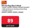 Tork Craft 115mm Flap Disc 5 Pack-Per 5 Pack