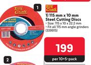 Tork Craft 115mm x 10mm Steel Cutting Discs 339915-Per 10+5 Pack