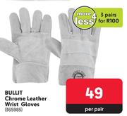 Bullit Chrome Leather Wrist GLoves 365985-Per Pair