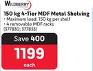 Wildberry 150Kg 4-Tier Galvanised Steel Rack