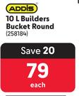 Addis 10Ltr Builders Bucket (Round) 258184 -Each