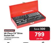 Mastercraft 46-Piece 1/4" Drive Socket Set 1648595-Per Set