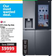 LG 611Ltr Side By Side Fridge GC-X257CQFS