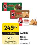 Bakers Tennis Biscuits (All Variants)-12 x 200g