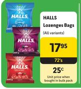 Halls Lozenges Bags (All Variants)--72's