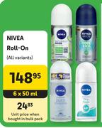Nivea Roll On (All Variants)-6 x 50ml
