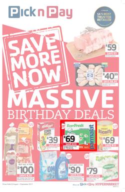 Pick n Pay Eastern Cape : Massive Birthday Savings (22 Aug - 03 Sep 2017), page 1