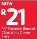 PnP Porcelain Rimmed 27cm White Dinner Plate