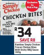 Rainbow Simply Chicken Frozen Chicken Bites With Sticky BBQ Sauce-360g