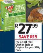 Fry's Meat Free Chicken Style Or Original Burgers-320g Each